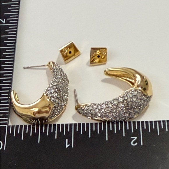 Solanales Crystal Sculpted Hoop Earrings Alexis Bittar Two Tone N27 - Picture 6 of 6